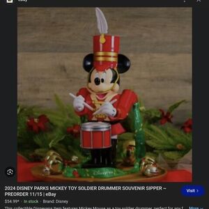 Disney Parks Mickey Toy Soldier Drummer Souvenir Sipper - Red